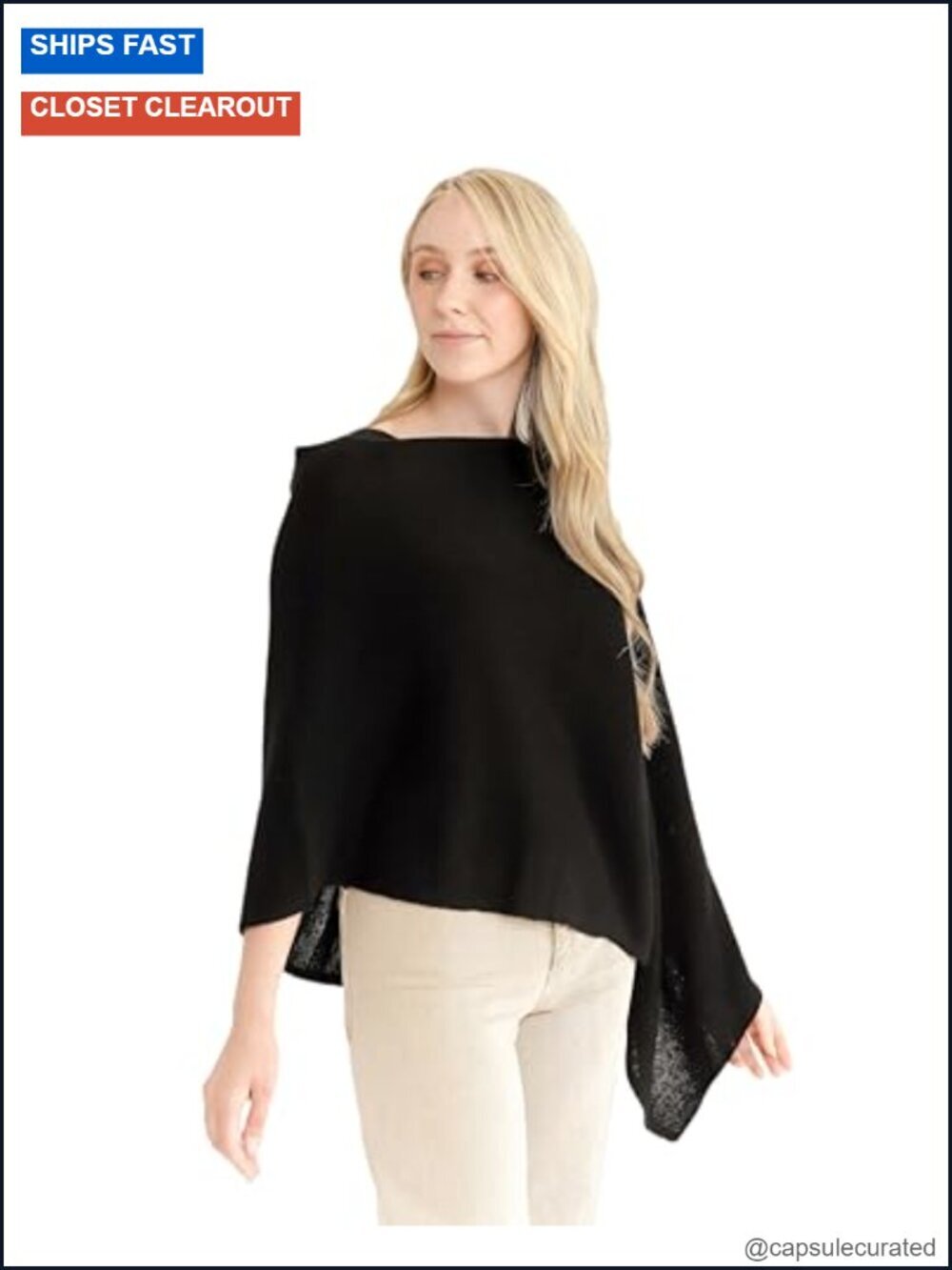 100% Cashmere Dress Topper Poncho Wrap Cape Shawl